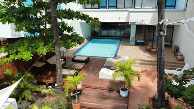 an overhead view of a swimming pool in a building at Vista al Mar in Cartagena de Indias