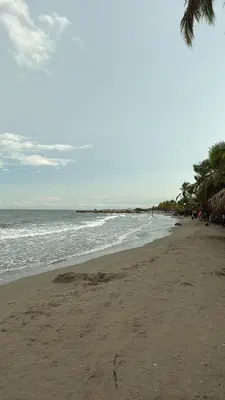 a beach with a group of people walking on the sand at Playa y selva in Puerto Viejo