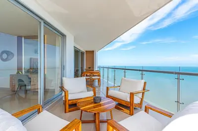 a balcony with a view of the ocean at Cartagena Dreams in Cartagena de Indias