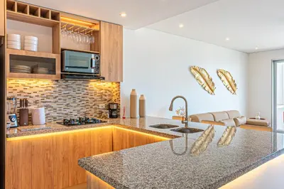 a kitchen with a sink and a counter top at Cartagena Dreams in Cartagena de Indias