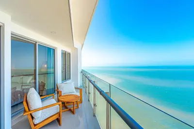 a balcony with a view of the ocean at Cartagena Dreams in Cartagena de Indias