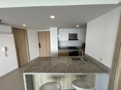 a kitchen with a sink and a counter top at Amazing Bay View Apartment in Cartagena! in Cartagena de Indias