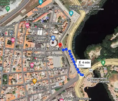 a map showing the approximate location at Comfy apartment in historic center in Cartagena de Indias