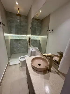 a bathroom with a toilet and a shower at Comfort Retreat in Bocagrande in Cartagena de Indias