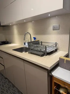 a kitchen counter with a sink and a sink at the best view of Barranquilla in Barranquilla