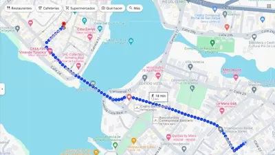 a map of a city with a blue trail at Tranquila y cerca de la magia in Cartagena de Indias