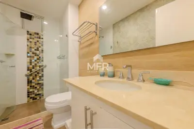 a bathroom with a sink and a toilet at Luxury beachfront Condo Edificio Morros 3 by Inmobiliaria MFR in Cartagena de Indias