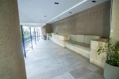 a hallway with a long couch in a building at New & Comfortable Apartment 2 BR In Cielo Mar in Cartagena de Indias