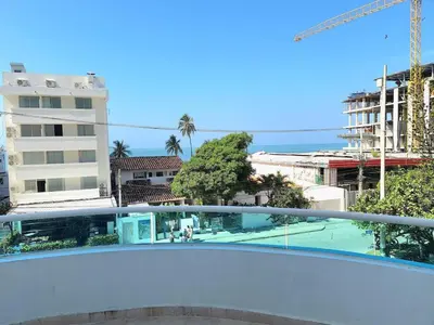 a view of a tennis court from the balcony of a building at Laguito Apartment in Cartagena de Indias