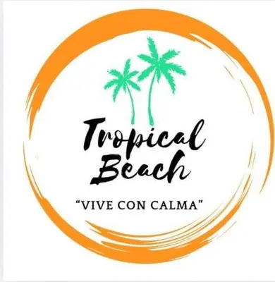 a logo for a tropical beach with a palm tree at Tropical Beach in Playa Blanca