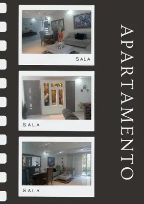three pictures of a living room and a dining room at Melihouse in Barranquilla