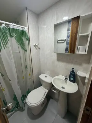a bathroom with a toilet and a sink and a shower at Beautiful Ocean view apartment in Cartagena de Indias