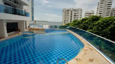 a swimming pool on the roof of a building at Aparamento Vista Mar 1703 in Cartagena de Indias