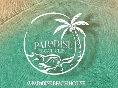 a logo for a beach club with a palm tree at Paradise BH in Maizal