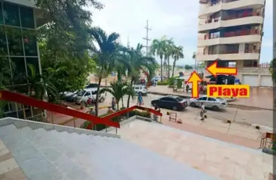 a view of a parking lot with a pizza sign at Cartagena in Cartagena de Indias