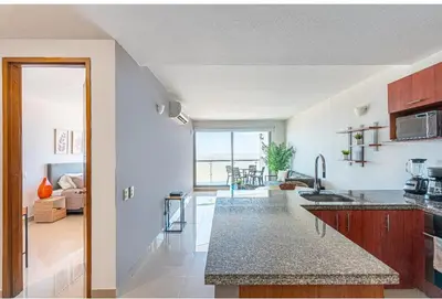 a kitchen with a sink and a counter top at Altamar, disfruta la mejor vista in Cartagena de Indias