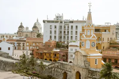 a view of a city with a clock tower at Terrazas Hotel Boutique in Cartagena de Indias