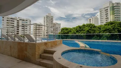 a swimming pool on the roof of a building at Apartamento Vista Mar 1604 in Cartagena de Indias