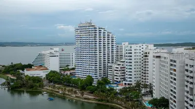 a view of a city with tall buildings at Apartamento Vista Mar 1604 in Cartagena de Indias