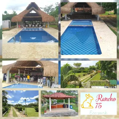 a collage of photos with a pool and a gazebo at Casa Campestre Rancho 75 Eco Park in Arjona
