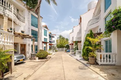 an empty street in a city with buildings at Luxury House Perfect Location in Cartagena de Indias
