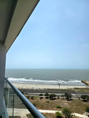 a view of the beach from the balcony of a condo at Cartagena Beach Exclusive apto in Cartagena de Indias