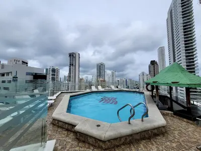 a swimming pool on the roof of a building at Live Stay - Cartagena Escape Plaza in Cartagena de Indias