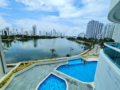 a view of a river in a city with buildings at Apartamento con la mejor vista Cartagena in Cartagena de Indias