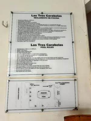 a sign for a building with a floor plan at Vista Lateral al Mar, ApartaEstudio , Cerca Hotel Hilton y Salida al Mar in Cartagena de Indias