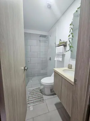 a bathroom with a toilet and a sink at Bocagrande Urban loft in Cartagena de Indias