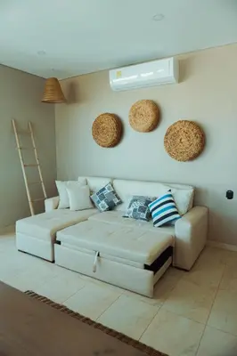 a living room with two white couches at SeaWay Apartamento 5 Habitaciones para 12 Personas in Cartagena de Indias