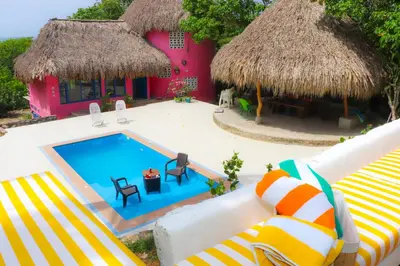 an aerial view of a resort with a swimming pool at Serenity by the Sea in Juan de Acosta