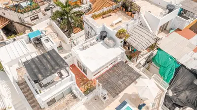 an overhead view of a white house with a pool at Cozy apartment in the old city 421 in Cartagena de Indias