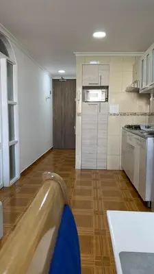 a kitchen with a bath tub in the middle of a room at apartamento con vista al Lago in Cartagena de Indias