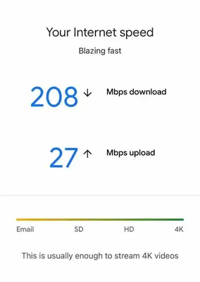 a screenshot of a cell phone screen with a screenshot of the speed at Luxury CTG Condo Near Beach Cold AC & Hot Water in Cartagena de Indias
