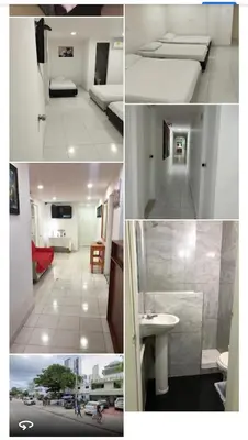 a collage of four photos of a hotel room at HOTEL Shiloh in Cartagena de Indias