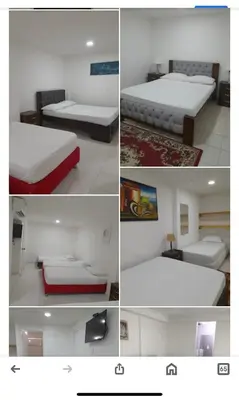 a collage of four pictures of beds in a room at HOTEL Shiloh in Cartagena de Indias