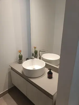 a bathroom with a sink and a mirror at Suite 803 Edif Distrito 90 in Barranquilla