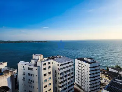 an aerial view of the ocean and buildings at Apartamento Piso 18 Blue Horizon in Cartagena de Indias