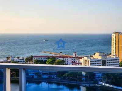 a view of the ocean from the balcony of a building at Apartamento Vista Panorámica - Piso 20 in Cartagena de Indias