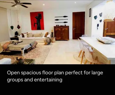 an open spacious floor plan plan for large groups and entertaining at Charming Cartagena Apartment Your Perfect Getaway in Cartagena de Indias