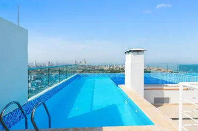 a swimming pool on the roof of a building at Oasis Vista al Mar in Cartagena de Indias