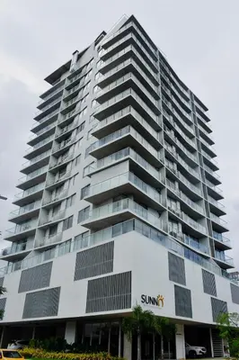 a large apartment building with solar panels on it at Premium Hub Ocean View Apartment in Cartagena 905 in Cartagena de Indias