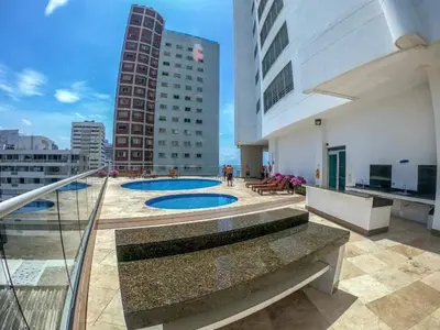 a balcony of a building with a swimming pool at Confort Total con Vista al Mar 11 in Cartagena de Indias