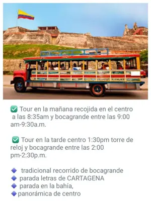 a bus full of people riding on at Aire puro frente al mar edificio sunshine in Cartagena de Indias