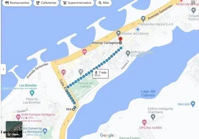a screenshot of a google map of a hotel at apartamento con vista al mar y centro histórico in Cartagena de Indias