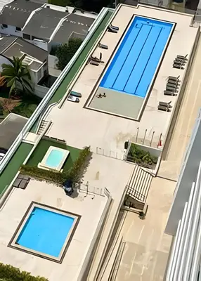 an aerial view of a house with two swimming pools at Playa, Vista al mar y Comodidad, ubicación perfecta in Cartagena de Indias