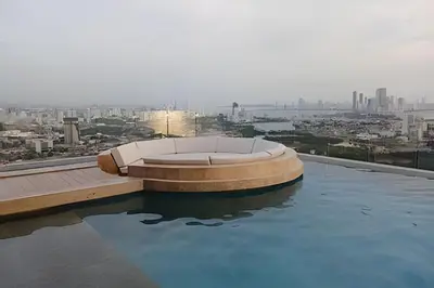a swimming pool on the roof of a building at New Gem, 2B, 4 blocks from Center Amazing Views in Cartagena de Indias