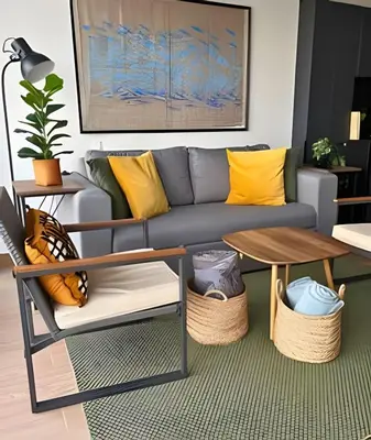 a living room with a couch and a table at New Gem, 2B, 4 blocks from Center Amazing Views in Cartagena de Indias