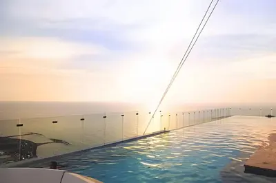 a infinity pool on the top of a cruise ship at Brand New, 3blocks from Walled C, Stunning Views in Cartagena de Indias
